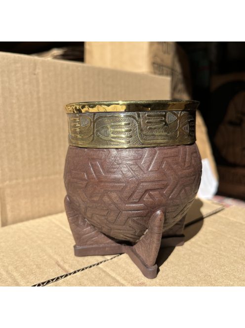 Rey Imperial Bronce Cincelado Con apliques Labrado Marrón Oscuro [Sötétbarna - Bronz]