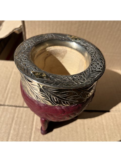 Rey Imperial Alpaca Cincelado CALADO Con apliques Labrado Borravino [Bordó - Újezüst]