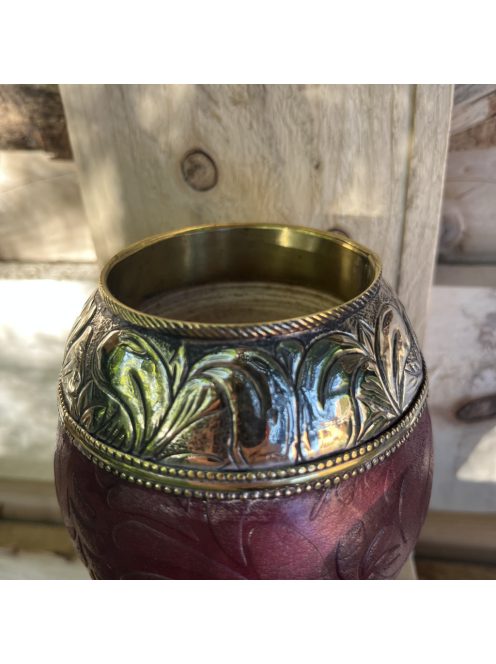 Rey Torpedo-Imperial Alpaca DOBLE ANILLO Bronce Labrado Borravino [Bordó - Újezüst]