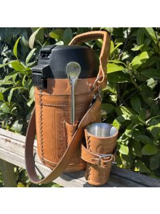   Paraguayi 3 literes bőrrel borított termosz + Guampa (acél belső) + Bombilla [3 liter]