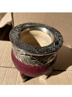   Rey Imperial Alpaca Cincelado Con apliques Labrado Borravino ESQUINERA [Bordó - Újezüst]